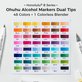Ohuhu Honolulu² 48 Basic Colors Dual Tips Alcohol Art Markers