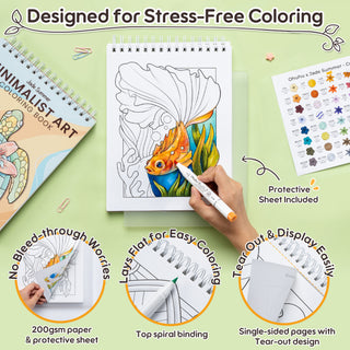 Ohuhu x Jade Summer Alcohol Markers & Coloring Book Set, 47 Colors + 1 Colorless Blender, Honolulu B, Brush & Fine Dual Tips