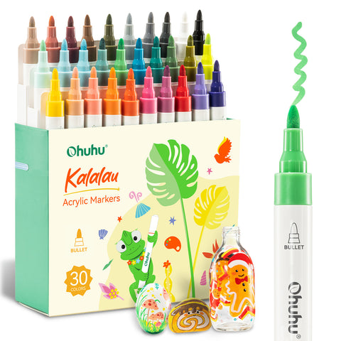 Ohuhu Cotton-Core Acrylic Markers 30 Colors - Kalalau