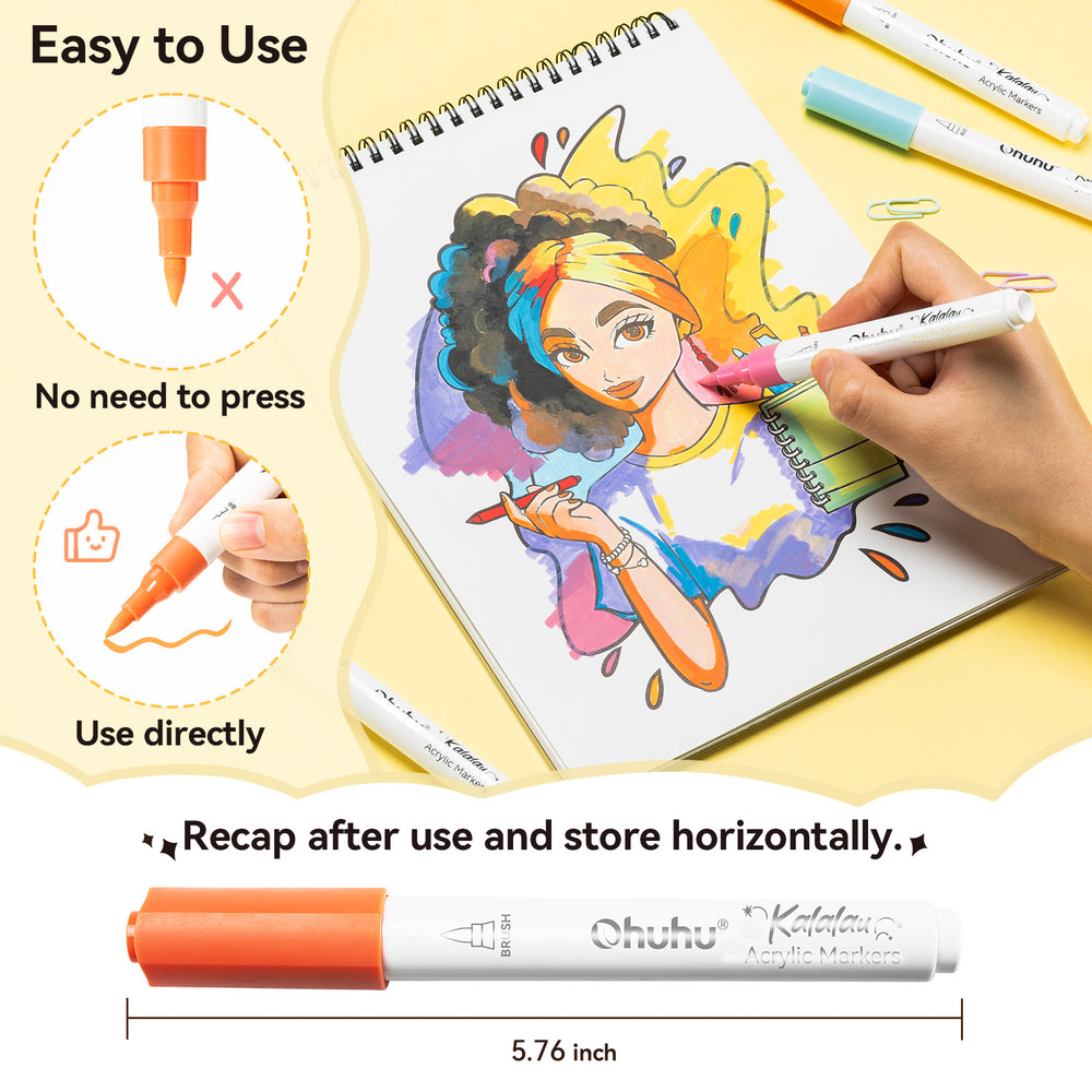 Ohuhu Cotton-Core Acrylic Markers 30 Colors - Kalalau