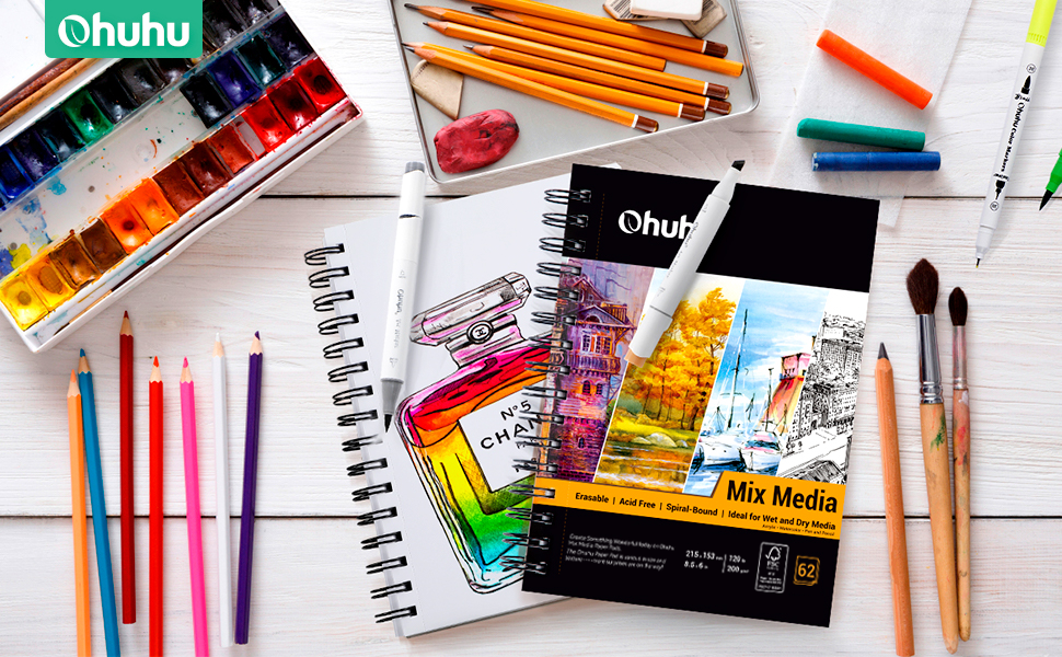 Ohuhu Spiral-Bound Mix Media Pad for Multiple Techniques