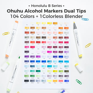 Ohuhu Honolulu 104 Colors Dual Tips Alcohol Art Markers (Europe Only)