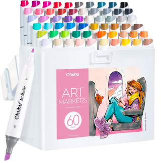 Creative Canvas Collection-60 Colors Marker Set with Sketchbook, Gift Bag, and Organizer (Europe Only)