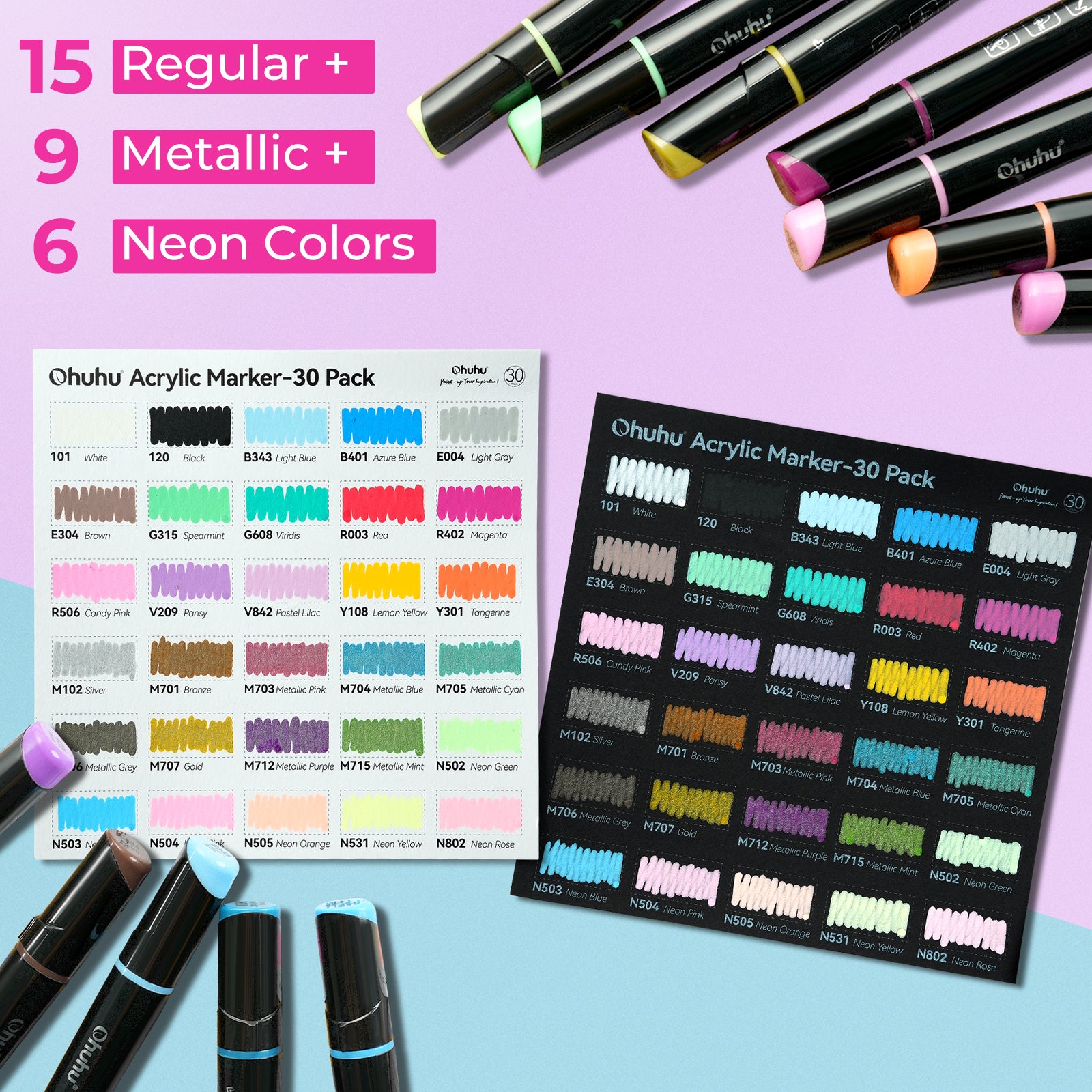 Ohuhu 100 Kleuren Dubbelzijdige Art Markers - Kwast & Fineliner Pennen Ohuhu 100 Kleuren Dubbelzijdige Art Markers - Kwast & Fineliner Pennen
