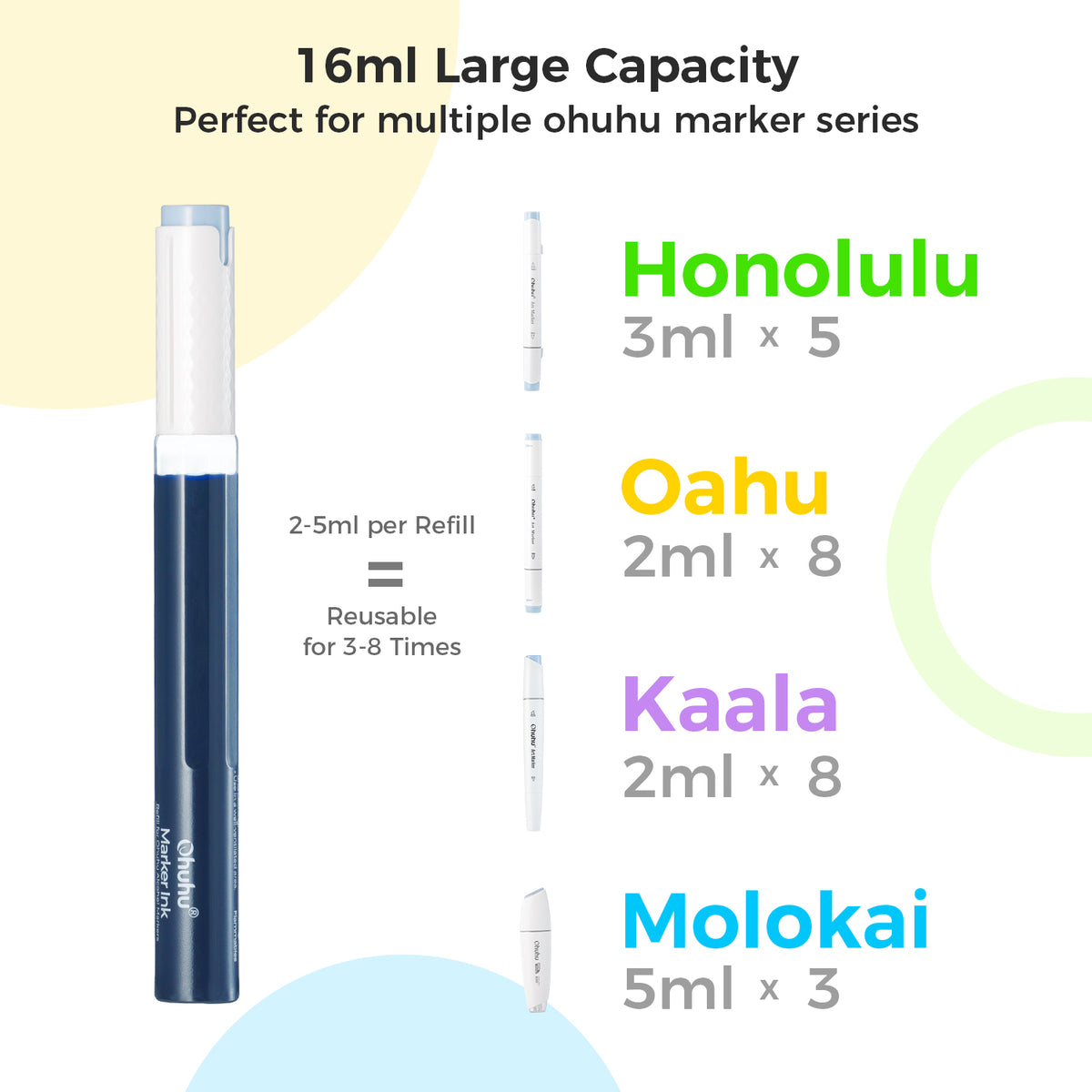 Ohuhu Marker Ink 120 Refill for Alcohol marker