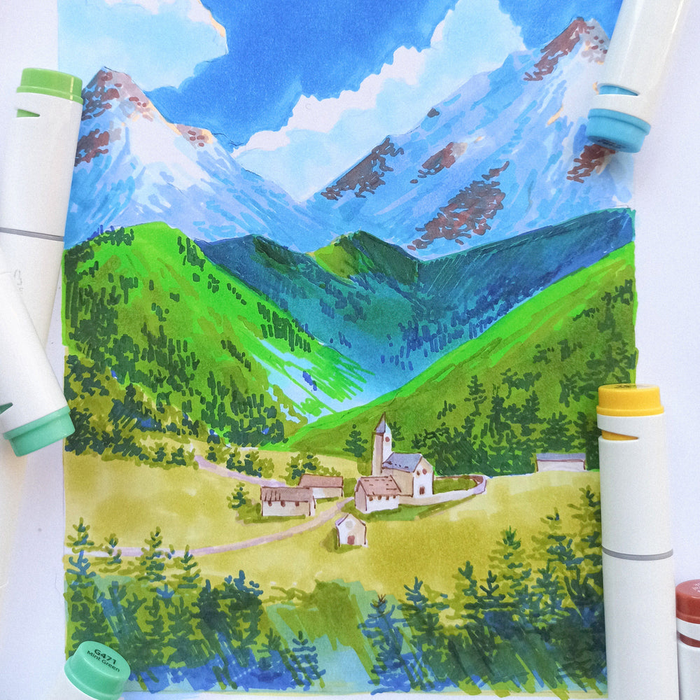 Ohuhu Oahu 100 Colors Dual Tips Alcohol Art Markers, Fine & Chisel