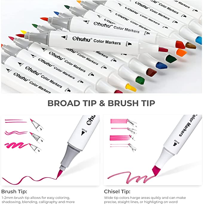 OHUHU – stylos marqueurs permanents de couleurs, 40/60/80/100/120
