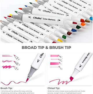 Ohuhu 60 Colors Dual Tips Water-Based Art Markers