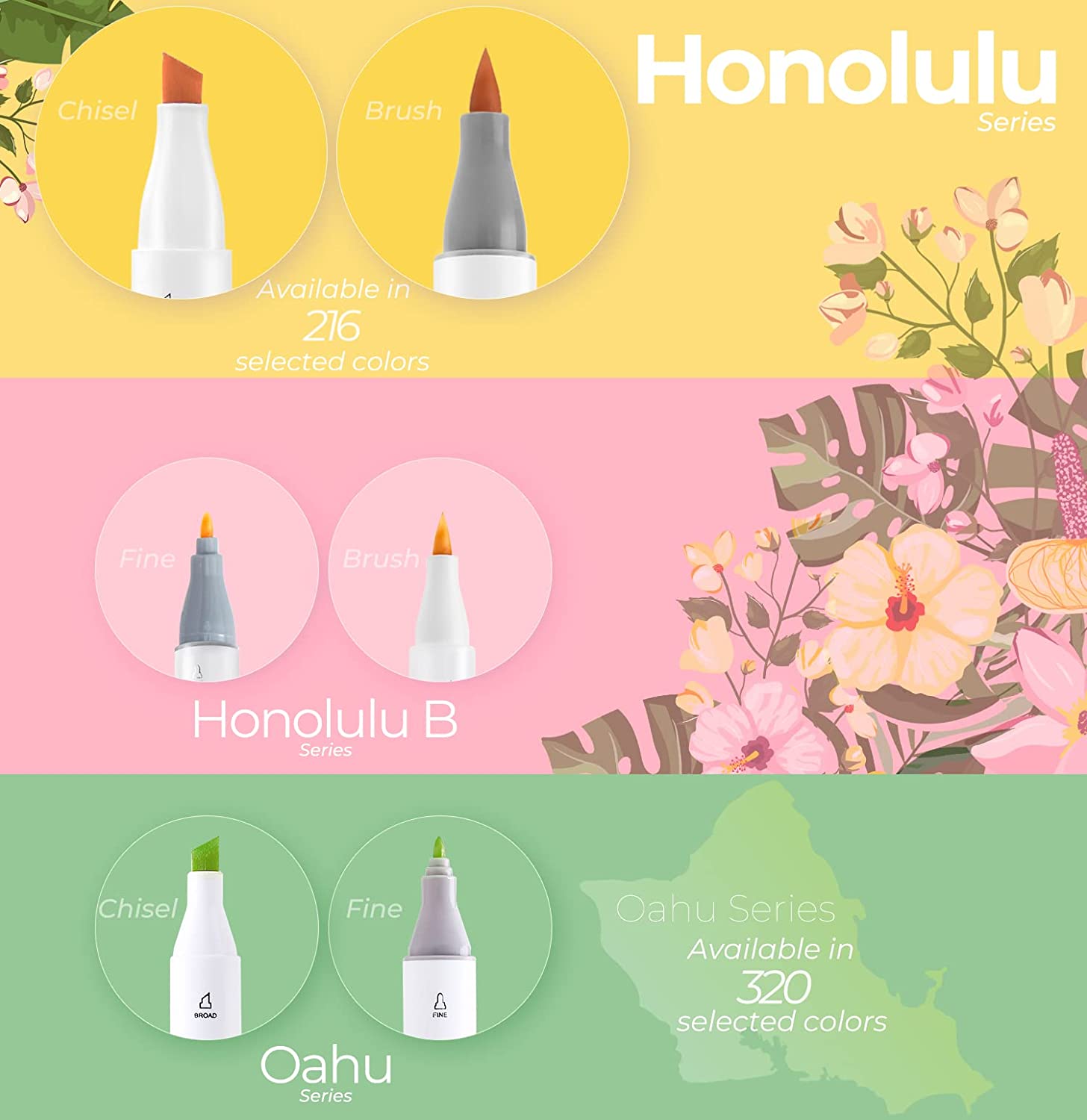 Ohuhu Honolulu 96 Pastel Colors Alcohol Art Markers - Sweetness